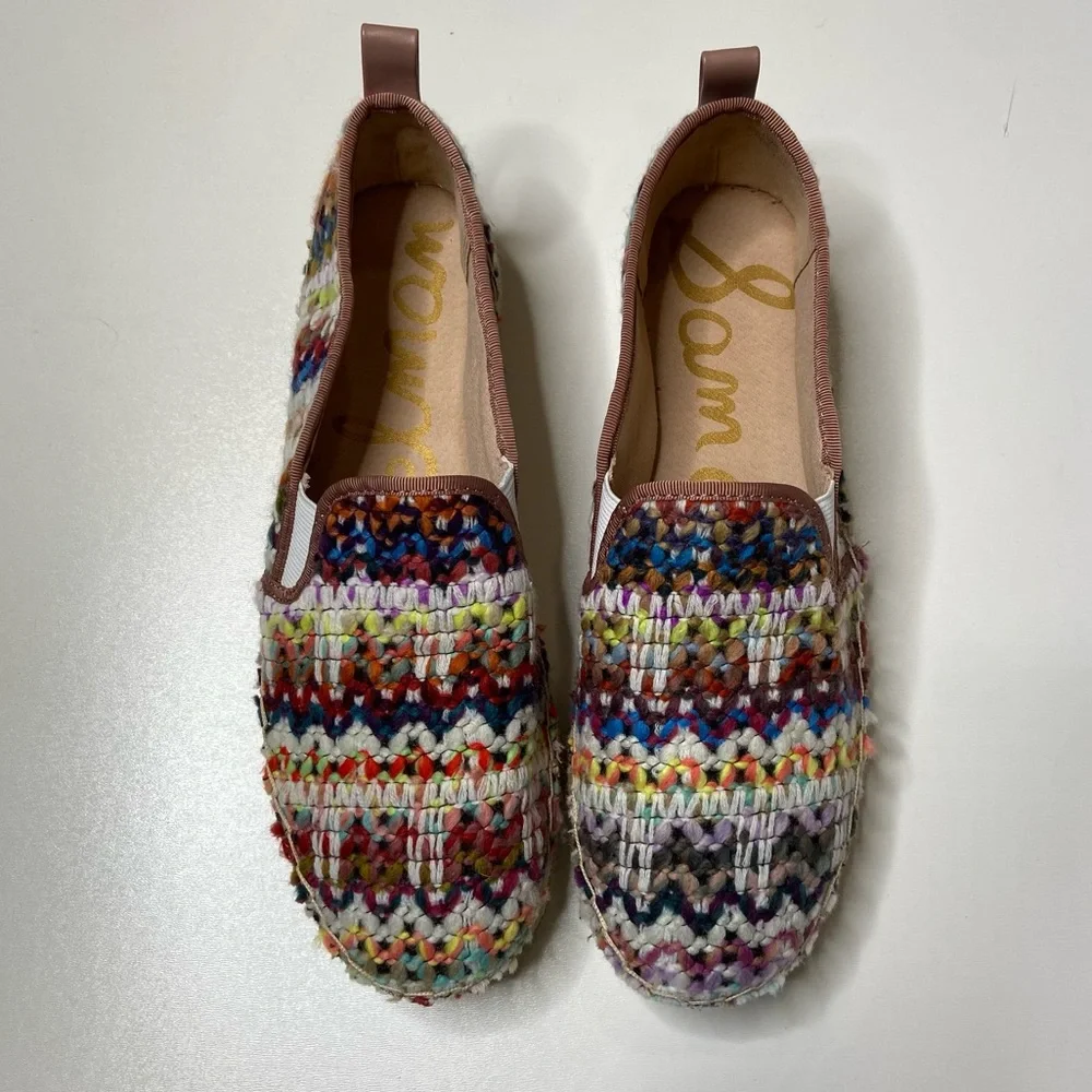 New Sam Edelman Carrin Platform Espadrilles Flats in Bright Multi Sz 10